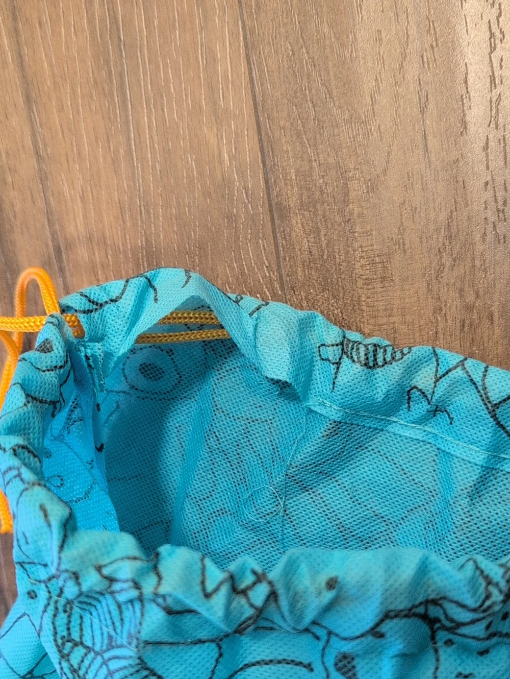 Jellycat Teal Toy Print Drawstring Bag with Orange Cord